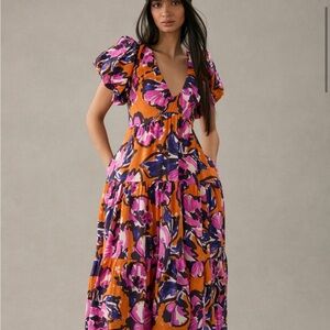 Anthropologie NWT Puff Sleeve Midi Dress